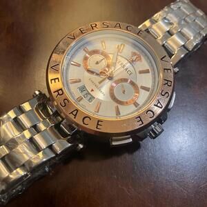 Versace Silver and Rose Gold Chronograph 44mm chronograph men’s Watch